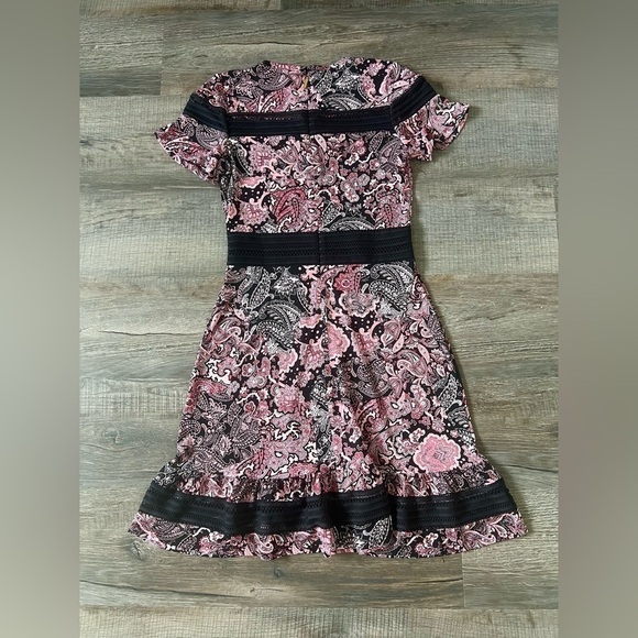 NWT! MICHAEL KORS Dress Small Geranium Paisley Pink Black Office - Picture 6 of 7